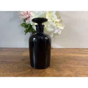 Vintage Elizabeth Arden Black Amethyst Glass Perfume Bottle Art Deco Arden